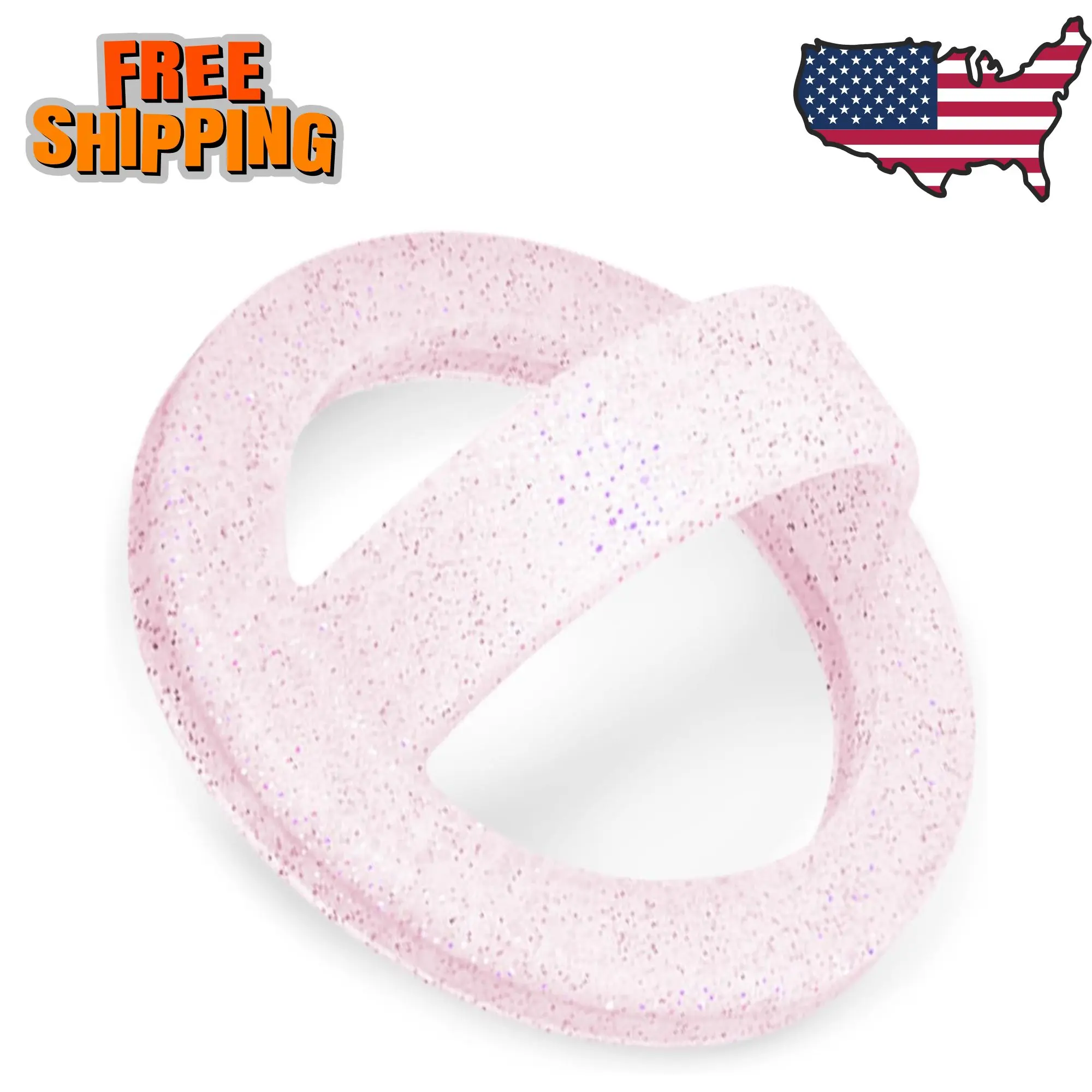 Magnetic Silicone Ring Grip Phone Holder Loop, Compatible with Magsafe (Pink Sparkle)