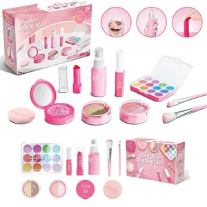 Makeup Kit for Girls, 1 Set Pretend Makeup Toys, Play Cosmetic Set with Lipstick, Eyeshadow, DIY Accessories, Vanity Toys, Kids Vanity