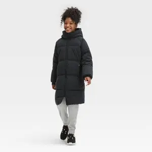 Girls' Solid Puffer Jacket - All in Motion Black S