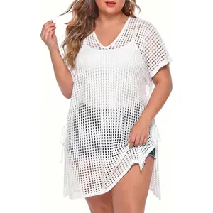 Swimsuit Coverup for Women Plus Size Crochet Bathing Suit Cover Ups Hollow Beach Cover Up Bikini
