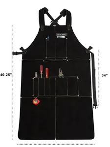 MaalikPro Heavy-Duty Leather Welding work Apron - Heat & Flame Resistant Cowhide | X-Back Adjustable Straps | Professional Metalwork & Woodworking Safety Gear Wipe