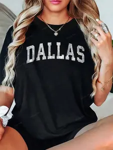 100% Cotton Unisex Dallas TX Vintage Athletic Sports Design T-Shirt- Graphic Tees Festival Outfits Outfits For Women, Y2K Tops For Summer, Top De Mujer Women Summer Clothes