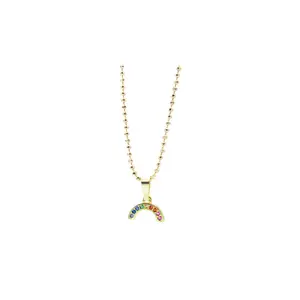 Dainty Rainbow Charm Necklace with Rhinestones
