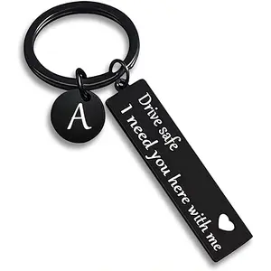 Drive Safe Keychain for Boyfriend,26-Letter Personalized Keychain - Perfect Gift for Birthday,Various Patterns,Christmas gifts,stocking stuffers,men's accessories Outdoorfun