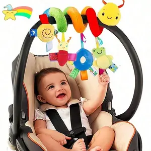 Spiral Stroller Toy, 0-6 Months, Plush Hanging Baby Rattle Sensory Toy, Mobile Cradle, Suitable For 0 3 6 9 12 Months Baby Boys Girls, Ideal Gift (Some Color May Be Random)
