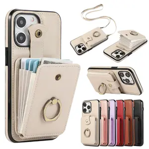 Wallet Case for iPhone Models 17/16e/16/15/14/13/12/11 Pro Max & More, 360-Degree Rotating Ring Stand, Card, RFID Blocking Protective Shockproof Cover, Accessories