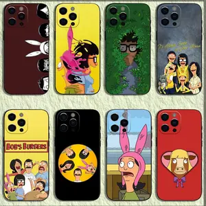 Anime B-Bobs B-Burgers Phone Case For iPhone 16,15,14,13,12,11,Pro,X,XS,Max,XR,Plus,Mini Soft Black Cover
