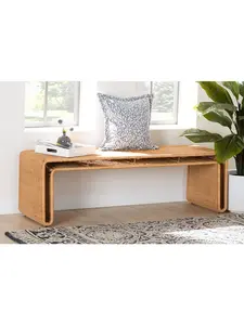 Bali & Pari 193271456499 Bali & Pari Nevada Bohemian Light Honey Rattan Accent Bench