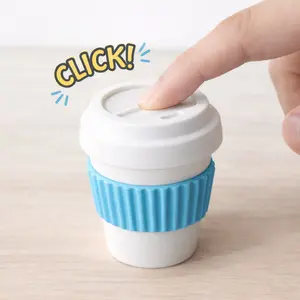 Mini Coffee Cup Clicker Toy with Grip Strap, Pocket Size Stress Relief Sensory Clicker, Portable Anti-Stress Toy for Anxiety Reduction, Stress Relief Fidget, Stress Relief Model