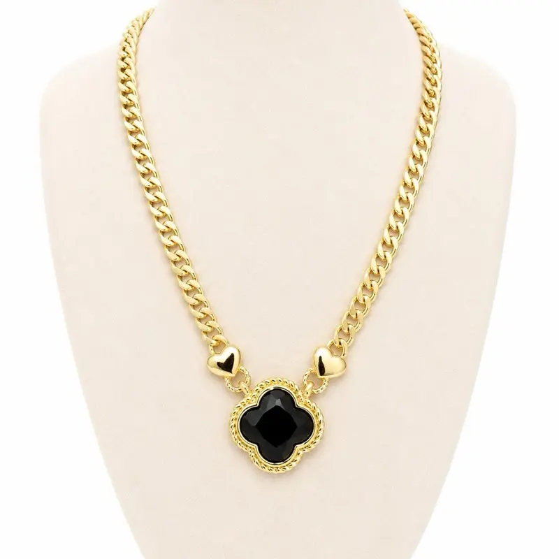 BLACK Clover Cuban Link Chain Necklace Chain Jewelry Cuban Necklaces