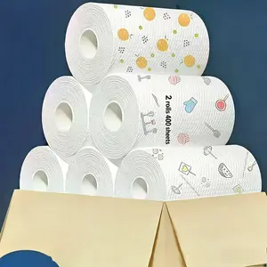 Washable Kitchen Paper Towel Reusable 400pcs Absorbent Non-stick Oil-absorbent Roll Durable for Home Car Living Room Toilet Eco-Friendly Solution 400 Absorbent Sheets Non-Stick Capability Multipurpose Use camping essentials