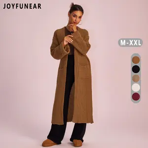 [US shipping]Joyfunear Women's autumn and winter knitted long sleeved hoodie casual home cardigan long sweater with pockets