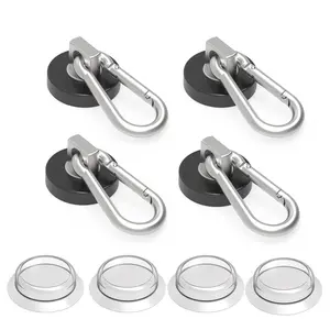 netic Hooks with i Slip Suction Base for  Grip of Side Use 50LBS MAX Neodymium net with Swivel Carabiner Hooks for  Indoor or Outdoor Uses Black 4 Pack