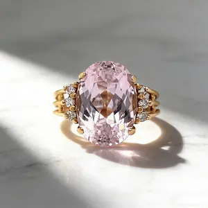 Elegant light luxury retro style ring, romantic declaration ring, classic four-claw setting with fixed pink rhinestones, vintage yet modern and simple, daily wear ring, first choice for gifts, perfect dating jewelry.