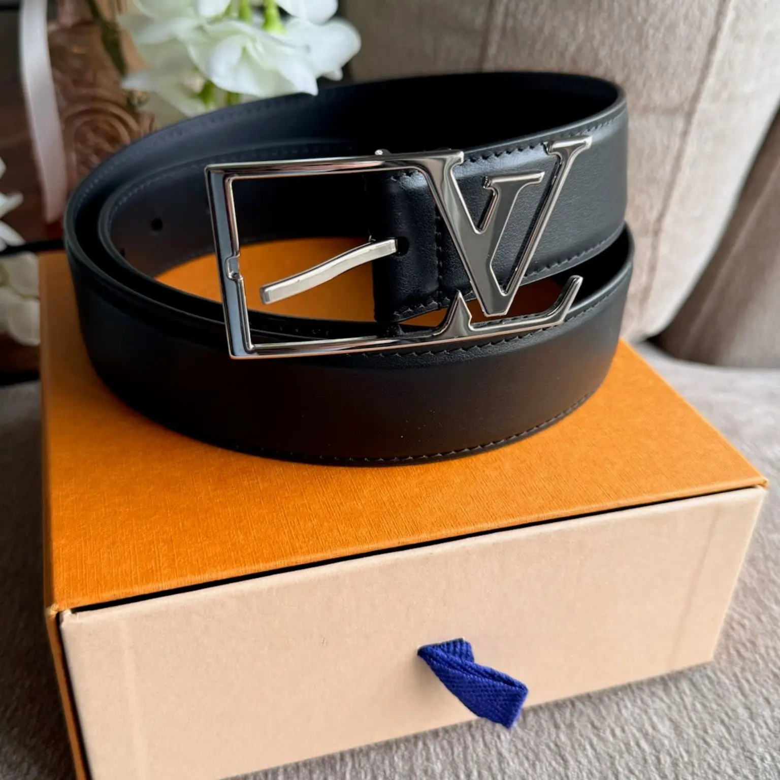 Pre-owned Louis Vuitton Size 85 / 34 Leather Belt