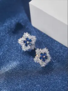 Gorgeous Blue Cubic Zirconia Stud Earrings Engagement Wedding Party Accessories for Women Blue Earrings Fashion Jewelry