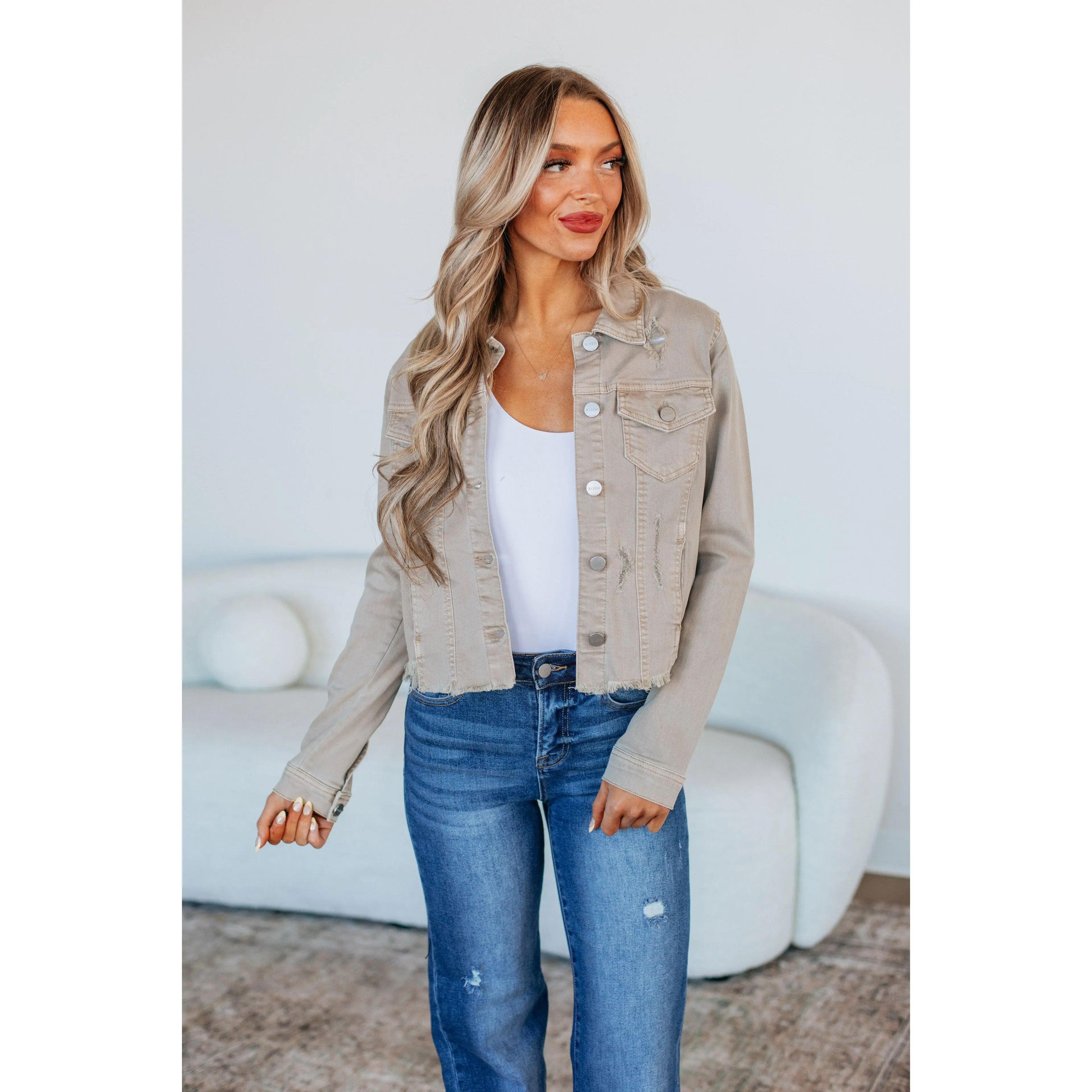 Gemma Risen Denim Jacket - Taupe