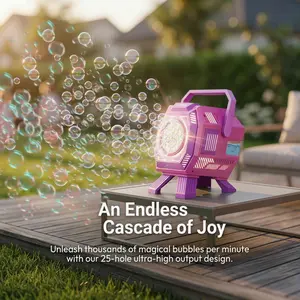 Upgrade Desktop Party Bubble Machine for Kids Aged 3+, Automatic Rotation, RGB Lights, Includes 50ML Concentrated Solution, Perfect for Parties