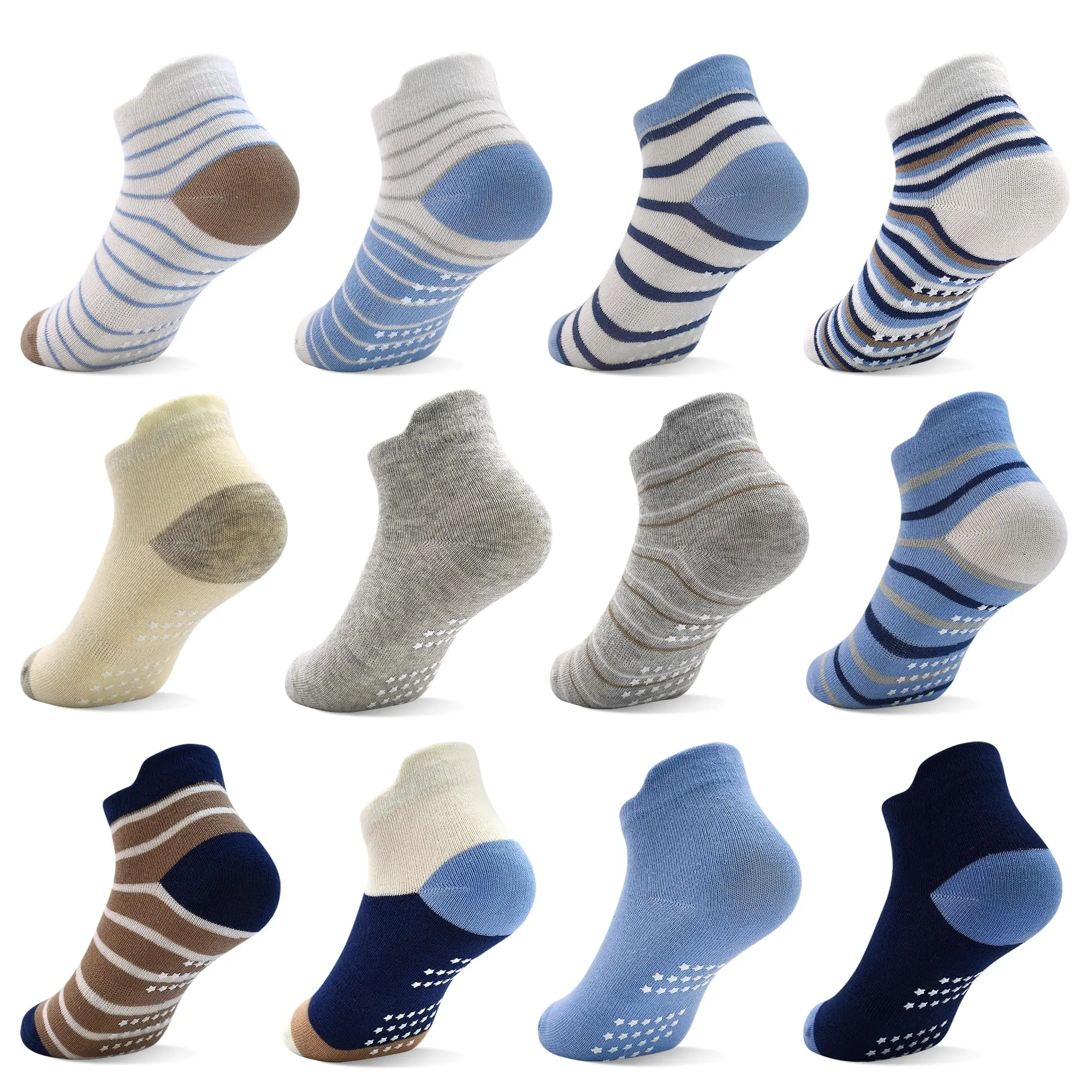 TPHON Toddler Baby Non Slip Ankle Socks with Grippers Kids Boys Girls Socks 12 Pairs for 0-7 Years Infant Children anti-skid sock unisex non-slip indoor floor sock Rip Resistant Tights Baby Clothing Newborn