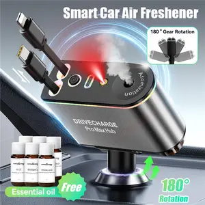 Portable 5-in-1 Smart Car Aroma Diffuser & Charger – Rechargeable, Mood Lighting, Auto Sensing, with 3 Natural Scents – Perfect Gift for Men & Car Lovers