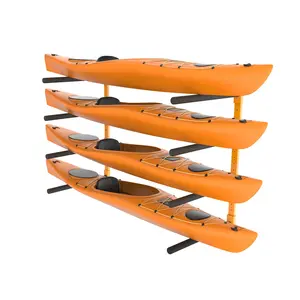 VEVOR Wall Kayak Storage Rack,  4-Capacity Wall Mounted Kayak Holders for Kayak Canoe Paddle Board, Kayak Storage Hooks with Adjustable Padded Arms, 400 LBS Load Kayak Hanger for Indoor Outdoor Garage