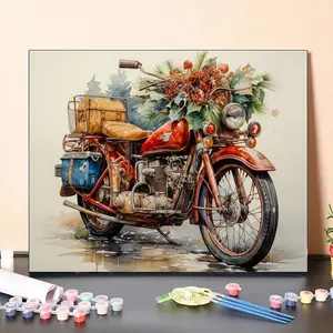 DIY Digital Painting Set - Still Life Motorcycle | 20x16 inch canvas, including acrylic paint and brush (excluding frame)