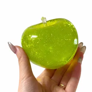 Glitter Green Apple Squishy - Moldable Non-Rebound Vaseline Fidget Toy | Sparkly Crystal Stress Ball