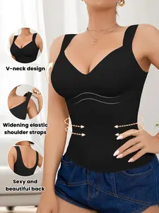 1/2/3/4 PCS Women's Seamless Shapewear, Waist Cinching & Belly Control, Simple Tank Top, Outerwear, All Seasons, Solid Pattern
