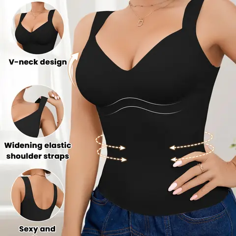 1/2/3/4-Piece Women's Basic Seamless Shapewear Tank Top Underwear, Waist-Cinching Belly Control Body Shaper, Solid Color, All-Season Wear, Fit