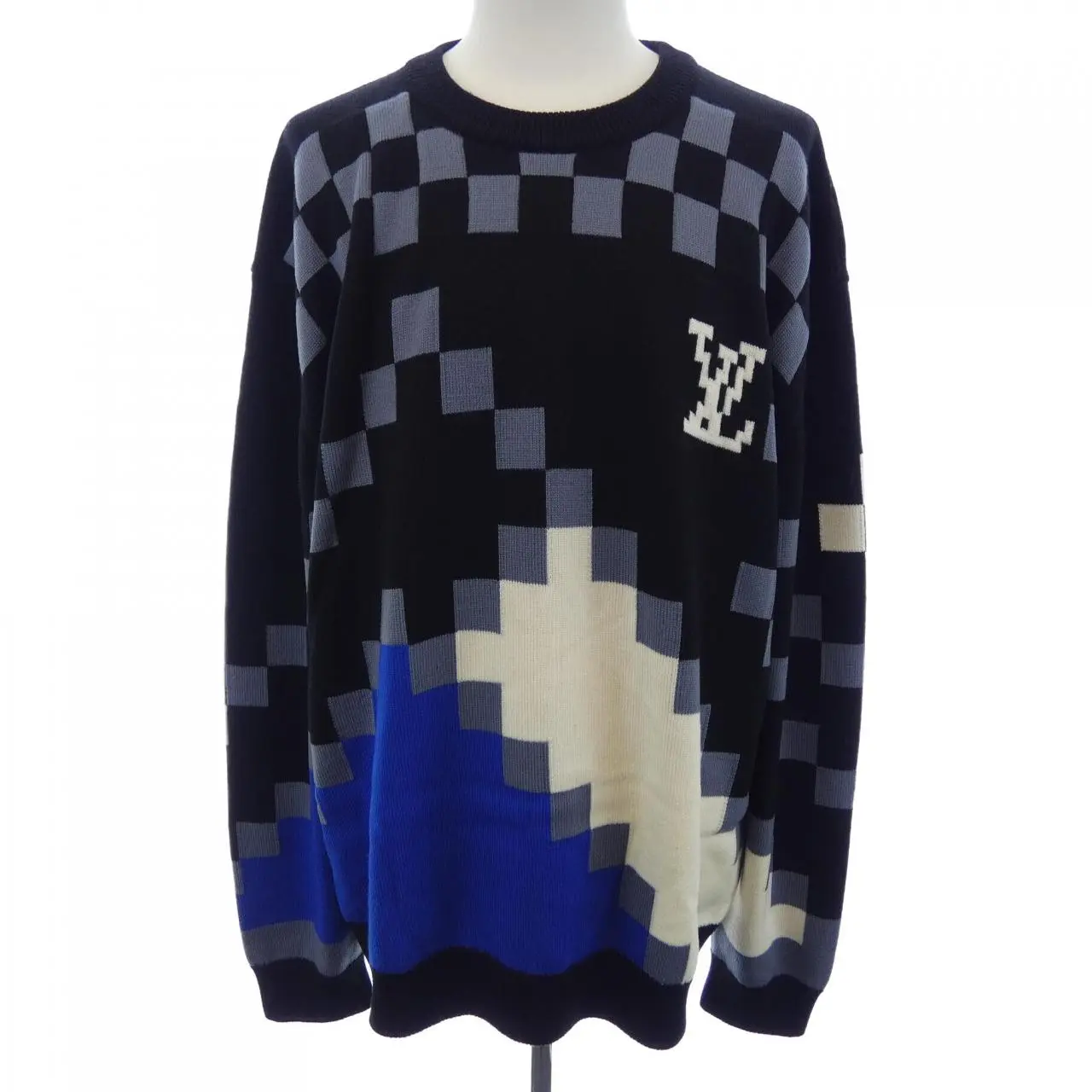Pre-owned Louis Vuitton Wool Small Leather Goods LV Fair Isle Macro Crewneck Knit