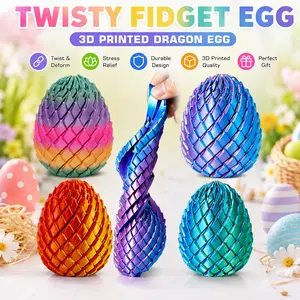 Twisty Fidget Dragon Egg, 3D Printed Easter Egg Fidget, Easter Fidget Toys, Dragon Scale Twist Spiral Stress Relief Desk Toy, Easter Decoration for Home, Portable Gift for Adults
