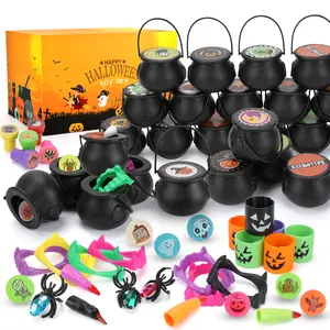 192 Pcs Halloween Party Favors for Kids, 24 Pack Prefilled Small Plastic Witch Cauldron Halloween Toys in Bulk, Halloween Prizes Gifts, Halloween Goodie Bag Fillers, Miniatures for Kids Trick or Treat