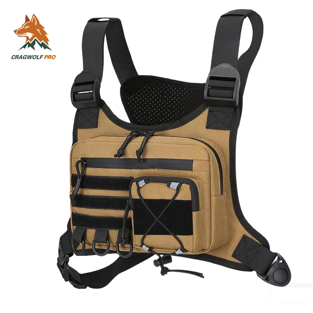 CragWolf Pro Tactical Chest Bag for Men Women Chest Packs for Phone Holder Edc Bag for Running Lightweight Extra Storage Sports Chest Pouch for Runners Cycling Motorcycle Hiking adjustable strap Mens Resistant Running Chest Bag water backpack