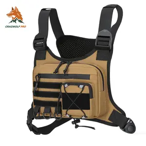 CragWolf Pro Tactical Chest Bag for Men Women, Chest Packs for Phone Holder, Edc Bag for Running, Lightweight Extra Storage Sports Chest Pouch for Runners Cycling Motorcycle Hiking, adjustable strap,  Men's Resistant Running Chest Bag
