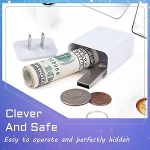 Realistic Charger Safe - Secret Hidden Compartment for Cash & Valuables, Discreet Diversion Storage (Looks Like Actual Plug, White)