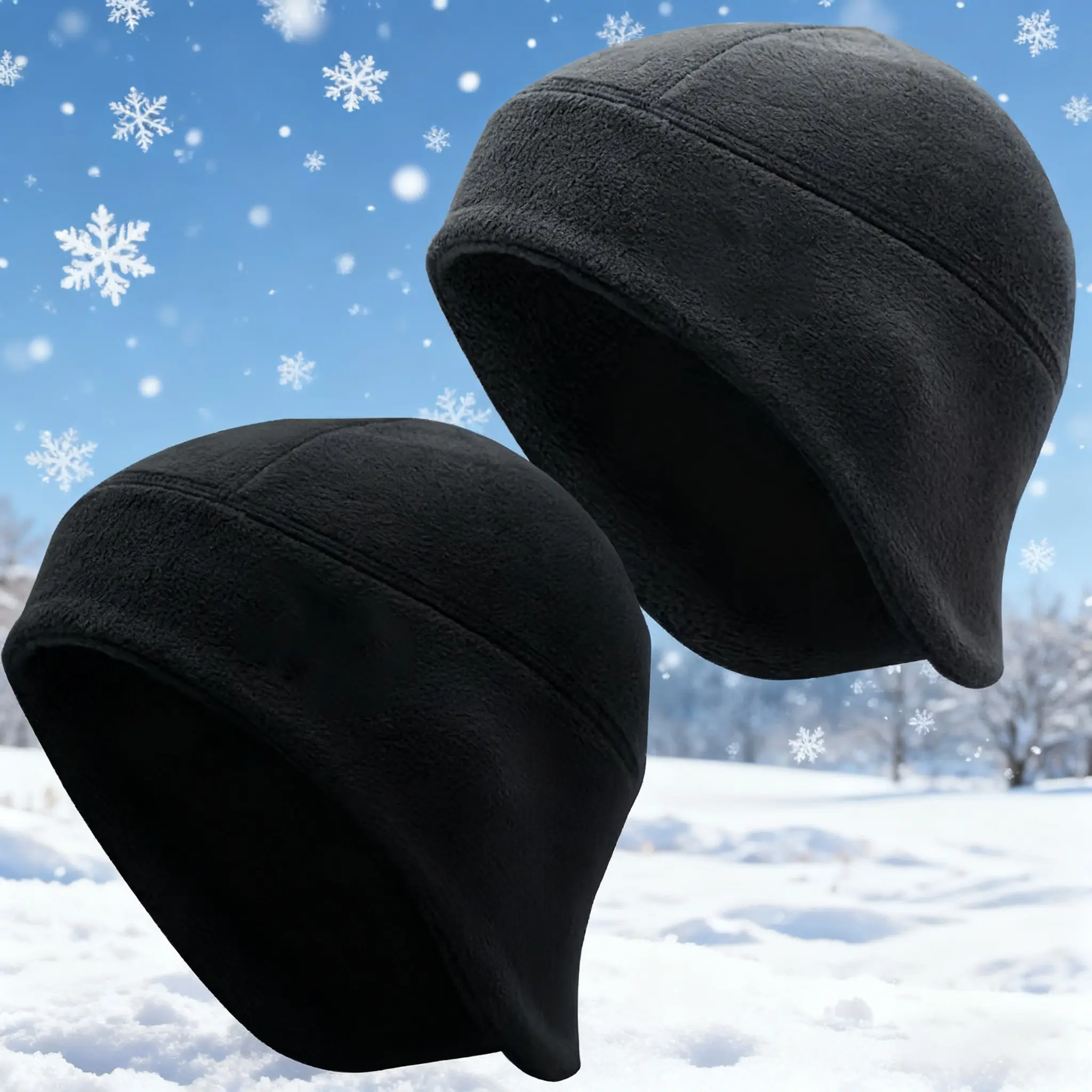 2PCS Autumn and winter warm cycling cap, fleece ear flap cap, outdoor skiing and running windproof and cold-proof cycling hat