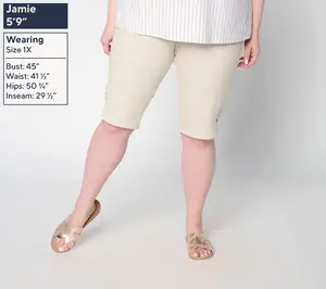 Denim & Co. Regular Flat Front Bermuda Shorts w/ Hem Detail