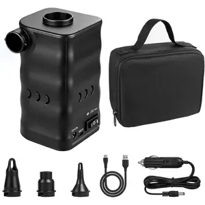 Portable Electric Air Pump with 6000mAh Battery for Quickly Inflatables and Deflation, Powered by USB/Any Standard 12V Vehicle Outlet, 3 Nozzles for Mattresses, Lounger Sofa, Pool Floats, Airbed