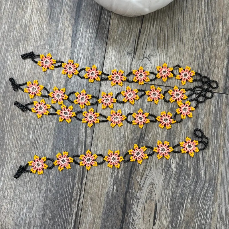 Anklet - Red and blue Beaded Flower Design for Women's Fashion