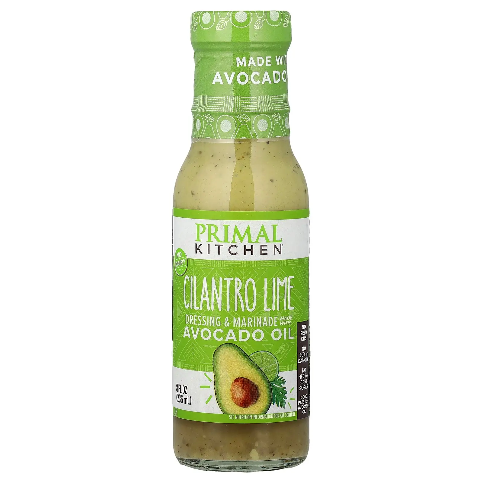 Primal Kitchen Dressing & Marinade Made with Avocado Oil, Cilantro Lime, 8 fl oz (236 ml)
