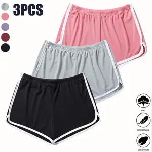 3-Pack Teen Girls Elastic Waist Contrast Color Tie Sports Shorts, Casual Bandage Design Loose Athletic Shorts for Daily Outdoor Running and Workout