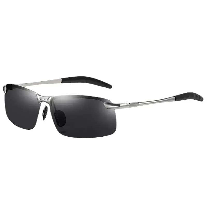 FHSY SHOP Half-Frame Polarized Sports Sunglasses UV400 Protection Metal Frame Black Lenses for Men Driving, Cycling, and Fishing Activities LED Light Blocking Stickers, Aesthetic Men's Sunglasses, Dark Men's Sunglasses