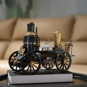 Vintage Steam Train Model - 35.05cm Cast Iron Decor With Gold Decor For Living Room, Bar And Showcase - Nostalgic Home Decor & Photography Props, Perfect Christmas Gift, Train Decor