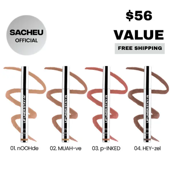 sacheu Lip Icons Trio & Quads - Save up to 25% on Iconic Peel-Off Lip Liner STAY-N with Hyaluronic Acid & Vitamin E Long-Wear Lipliner