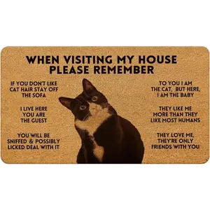Cat Door mat,When Visiting My House Please Remember cat,Funny cat Front Door mat,Black cat Door mat Outside Entrance,cat Welcome mat,Funny Door mats Outside  Doormat 17x30 inch