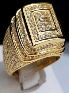 Men's Luxury Elegant Square Zircon Ring, Bezel Engagement Ring, Wedding Rings, Wedding Engagement Party Jewelry Gift, Fashionable Full-Zircon Design, Perfect for Special Occasions