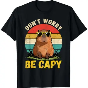 Toddler Don't Worry Be Capy Cute Capybara Birthday Kids T-Shirt Pure Cotton Graphic Tees Menswear Top: Gifts for Men & Women