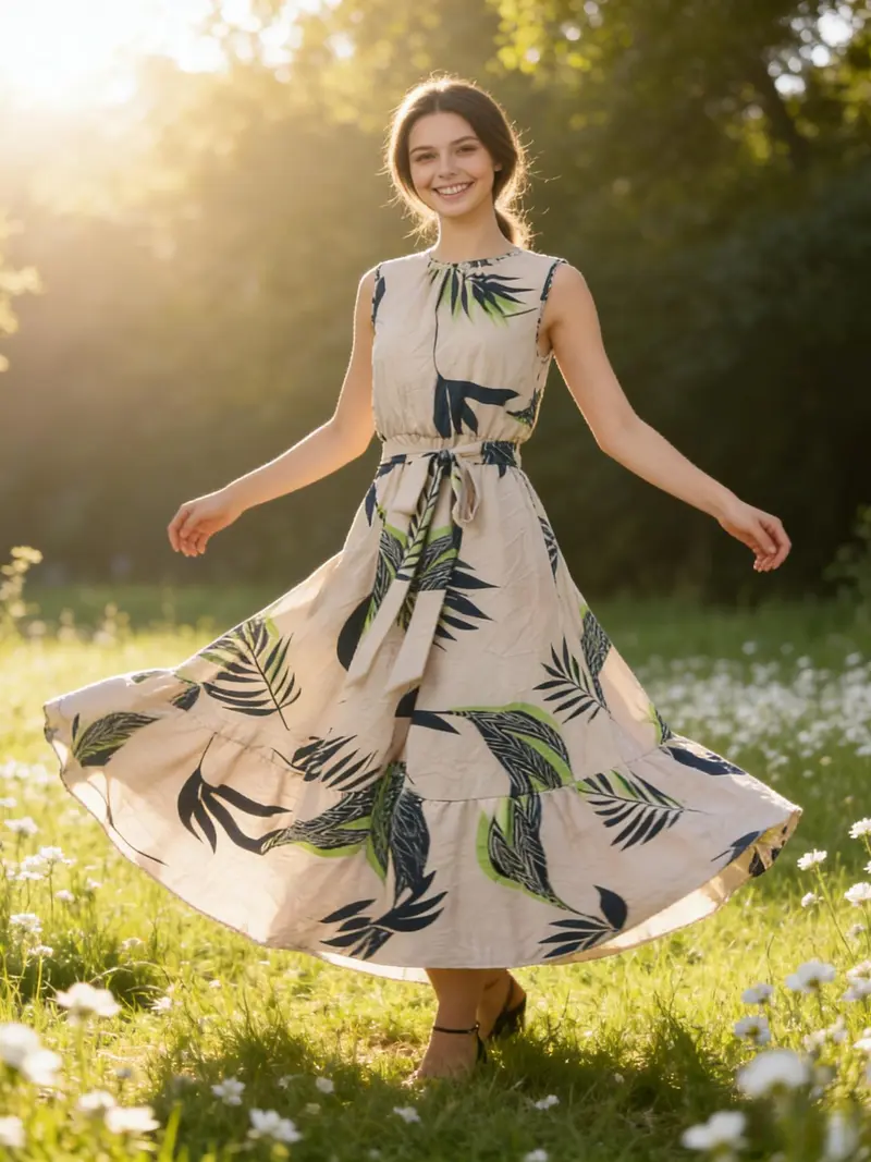white christmas dresses Elegant Green Leaf Print Halter Maxi Dress for Weddings and Evenings Custom Color / Above Knee / US16