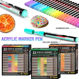 10 Color Series Acrylic Markers, 22 Colors Per Series, Fine Tip 0.7mm, Quick-Dry Ink, Ideal for Art, Craft, and DIY Projects