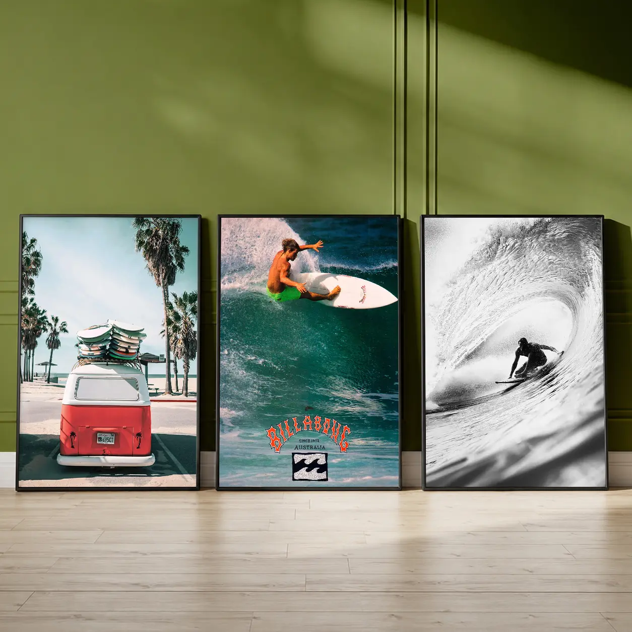 Retro 1990 Billabong Surfing Surfer Poster Decor, Summer Decor, Beach House Coastal Art Decor, Ocean Waves Summer California Decor For Dorm Home Living Room Bedroom